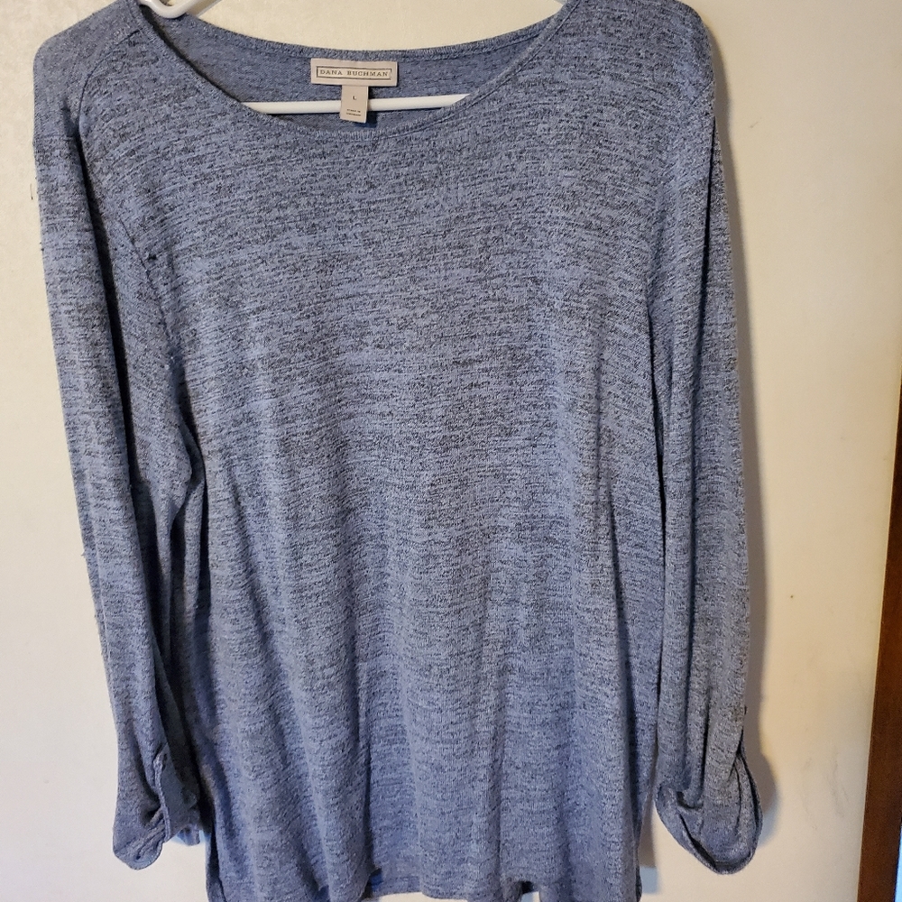Dana Buchman  Grey mix Long Sleeve Blouse Size L